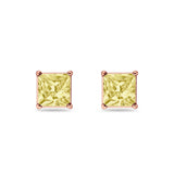 Solitaire Princess Cut Stud Earrings 925 Sterling Silver Size 3mm-9mm