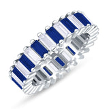 Emerald Cut Wedding Band Ring 6mm Cubic Zirconia 925 Sterling Silver