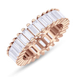 Emerald Cut Wedding Band Ring 6mm Cubic Zirconia 925 Sterling Silver
