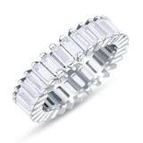 Emerald Cut Wedding Band Ring 6mm Cubic Zirconia 925 Sterling Silver