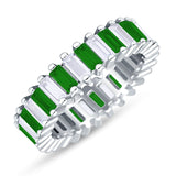 Emerald Cut Wedding Band Ring 6mm Cubic Zirconia 925 Sterling Silver