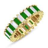 Emerald Cut Wedding Band Ring 6mm Cubic Zirconia 925 Sterling Silver