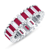 Emerald Cut Wedding Band Ring 6mm Cubic Zirconia 925 Sterling Silver