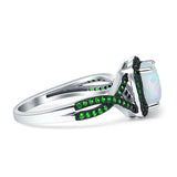 Halo Cushion Infinity Twist Side Stone Simulated Green Emerald CZ Engagement Ring Cubic Zirconia 925 Sterling Silver