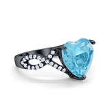 Large Infinity Heart Art Deco Promise Twisted Shank Wedding Engagement Ring Simulated Cubic Zirconia 925 Sterling Silver