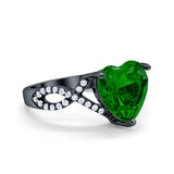 Large Infinity Heart Art Deco Promise Twisted Shank Wedding Engagement Ring Simulated Cubic Zirconia 925 Sterling Silver