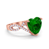 Large Infinity Heart Art Deco Promise Twisted Shank Wedding Engagement Ring Simulated Cubic Zirconia 925 Sterling Silver