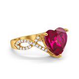 Large Infinity Heart Art Deco Promise Twisted Shank Wedding Engagement Ring Simulated Cubic Zirconia 925 Sterling Silver