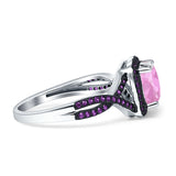 Halo Cushion Infinity Twist Side Stone Simulated Amethyst CZ Engagement Ring Cubic Zirconia 925 Sterling Silver