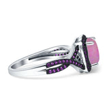 Halo Cushion Infinity Twist Side Stone Simulated Amethyst CZ Engagement Ring Cubic Zirconia 925 Sterling Silver