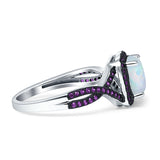 Halo Cushion Infinity Twist Side Stone Simulated Amethyst CZ Engagement Ring Cubic Zirconia 925 Sterling Silver