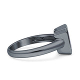 Bezel Set 8mmx6mm Emerald Engagement Ring Cubic Zirconia 925 Sterling Silver