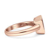 Bezel Set 8mmx6mm Emerald Engagement Ring Cubic Zirconia 925 Sterling Silver