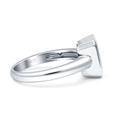 Bezel Set 8mmx6mm Emerald Engagement Ring Cubic Zirconia 925 Sterling Silver