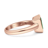 Bezel Set 8mmx6mm Emerald Engagement Ring Cubic Zirconia 925 Sterling Silver