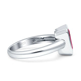 Bezel Set 8mmx6mm Emerald Engagement Ring Cubic Zirconia 925 Sterling Silver