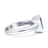 Bezel Set 9mmx7mm Emerald Engagement Ring Cubic Zirconia 925 Sterling Silver