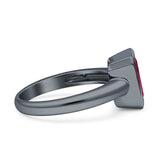 Bezel Set 9mmx7mm Emerald Engagement Ring Cubic Zirconia 925 Sterling Silver