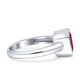 Bezel Set 7mmX7mm Asscher Engagement Ring Cubic Zirconia 925 Sterling Silver