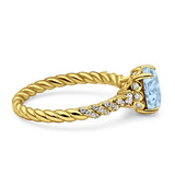 Twisted Rope Hidden Halo Oval Engagement Ring Cubic Zirconia 925 Sterling Silver