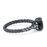 Twisted Rope Hidden Halo Oval Engagement Ring Cubic Zirconia 925 Sterling Silver