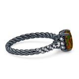 Twisted Rope Hidden Halo Oval Engagement Ring Cubic Zirconia 925 Sterling Silver