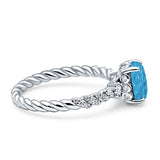Twisted Rope Hidden Halo Oval Engagement Ring Cubic Zirconia 925 Sterling Silver