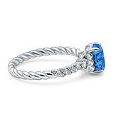 Twisted Rope Hidden Halo Oval Engagement Ring Cubic Zirconia 925 Sterling Silver