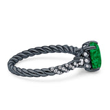 Twisted Rope Hidden Halo Oval Engagement Ring Cubic Zirconia 925 Sterling Silver