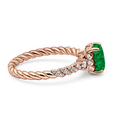 Twisted Rope Hidden Halo Oval Engagement Ring Cubic Zirconia 925 Sterling Silver