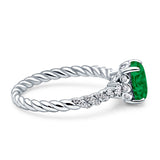 Twisted Rope Hidden Halo Oval Engagement Ring Cubic Zirconia 925 Sterling Silver