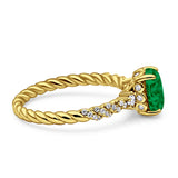 Twisted Rope Hidden Halo Oval Engagement Ring Cubic Zirconia 925 Sterling Silver