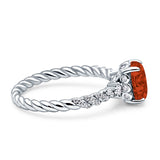 Twisted Rope Hidden Halo Oval Engagement Ring Cubic Zirconia 925 Sterling Silver