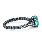 Twisted Rope Hidden Halo Oval Engagement Ring Cubic Zirconia 925 Sterling Silver