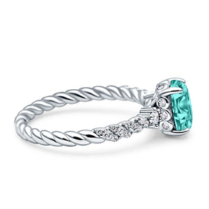 Twisted Rope Hidden Halo Oval Engagement Ring Cubic Zirconia 925 Sterling Silver