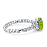 Twisted Rope Hidden Halo Oval Engagement Ring Cubic Zirconia 925 Sterling Silver