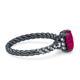 Twisted Rope Hidden Halo Oval Engagement Ring Cubic Zirconia 925 Sterling Silver