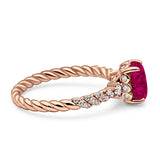 Twisted Rope Hidden Halo Oval Engagement Ring Cubic Zirconia 925 Sterling Silver