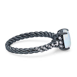 Twisted Rope Hidden Halo Oval Engagement Ring Cubic Zirconia 925 Sterling Silver