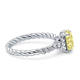 Twisted Rope Hidden Halo Oval Engagement Ring Cubic Zirconia 925 Sterling Silver