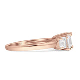 Asscher Cut Engagement Ring Three Stone Cubic Zirconia 925 Sterling Silver