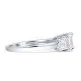 Asscher Cut Engagement Ring Three Stone Cubic Zirconia 925 Sterling Silver