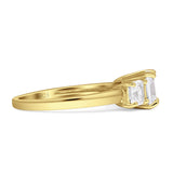Asscher Cut Engagement Ring Three Stone Cubic Zirconia 925 Sterling Silver