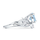 Two Piece Pear Teardrop Natural Aquamarine Bridal Ring 925 Sterling Silver