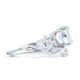 Art Deco Round Cubic Zirconia Infinity Leaf Design Bridal Ring 925 Sterling Silver