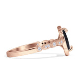Art Deco Engagement Ring Halo Marquise Cubic Zirconia 925 Sterling Silver