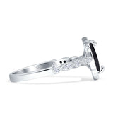 Art Deco Engagement Ring Halo Marquise Cubic Zirconia 925 Sterling Silver