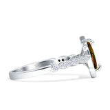 Art Deco Engagement Ring Halo Marquise Cubic Zirconia 925 Sterling Silver