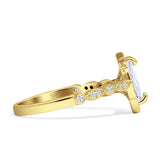 Art Deco Engagement Ring Halo Marquise Cubic Zirconia 925 Sterling Silver
