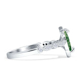 Art Deco Engagement Ring Halo Marquise Natural Green Moss Agate 925 Sterling Silver